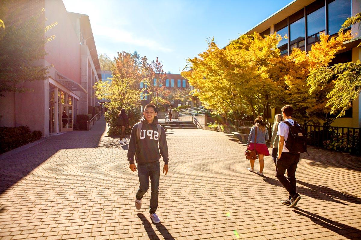 Students walking on campus